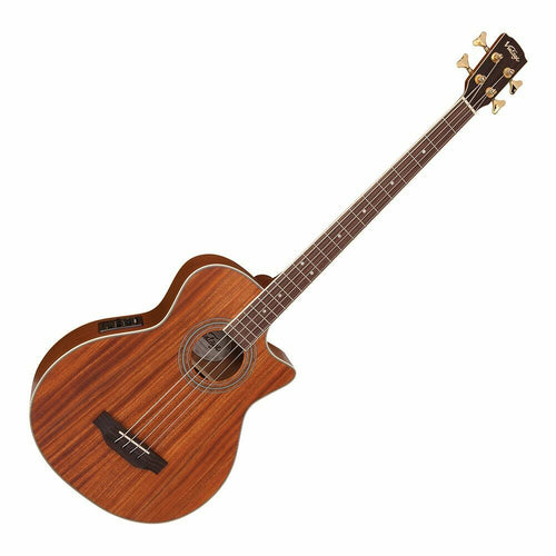 Vintage VCB430 Electro Acoustic Bass Guitar - Satin Mahogany Plus Natural Satin