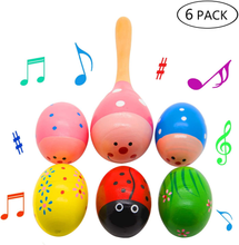 Load image into Gallery viewer, Percussion 6 Pack Wooden Musical Egg  Maraca Shakers - Assorted Colors