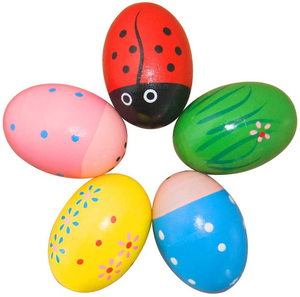 Percussion 6 Pack Wooden Musical Egg  Maraca Shakers - Assorted Colors