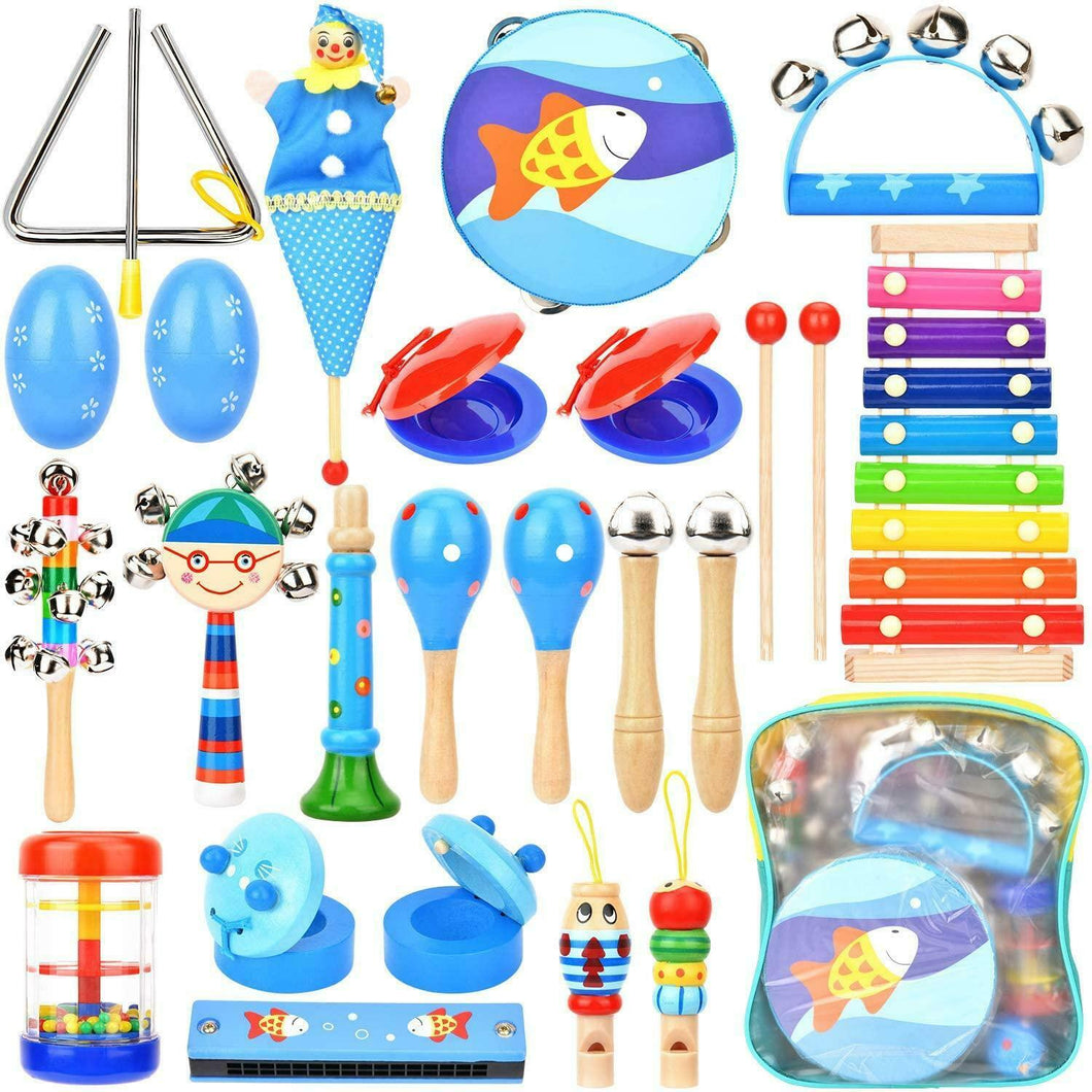 Dkinghome Baby Musical Instruments ,15 Types 22pcs Wooden Toddler Musical...