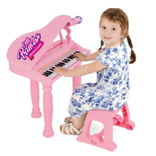Kids Electronic Grand Piano Childrens Keyboard Toy 37 Keys Microphone Seat