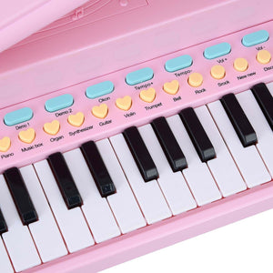 Kids Electronic Grand Piano Childrens Keyboard Toy 37 Keys Microphone Seat