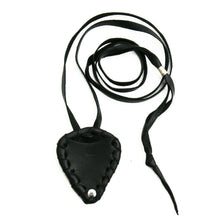 Load image into Gallery viewer, Handmade Leather Case Pouch Pendant for plectrums guitar pick Metal Rock Black