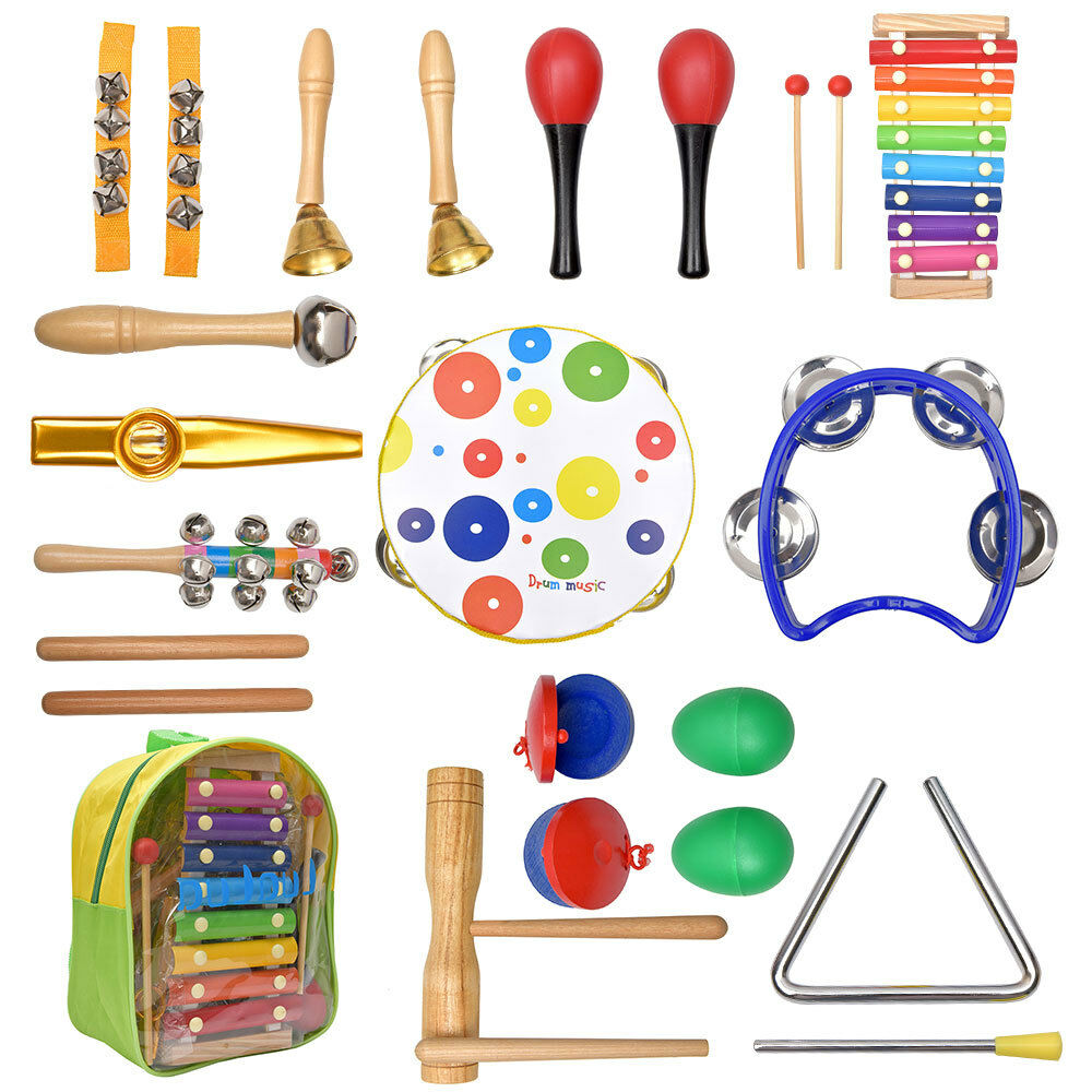 Rugged 20PCs Wooden Percussion Musical Instruments Set For Children