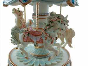 Ultimate Luxury Childs Gift - Hand Painted Collectable  Musical Carousel Box With Turning Horses -  Plays "When You Wish Upon A Star"