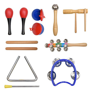 Rugged 20PCs Wooden Percussion Musical Instruments Set For Children