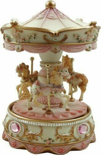 Collectable Hand Painted Musical Carousel With Turning Horses - Plays Wonderful World