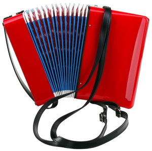 Beautiful Childrens Accordion 8- bass 17 Piano Keys Plus 8 Bass Buttons With Shoulder Straps Red